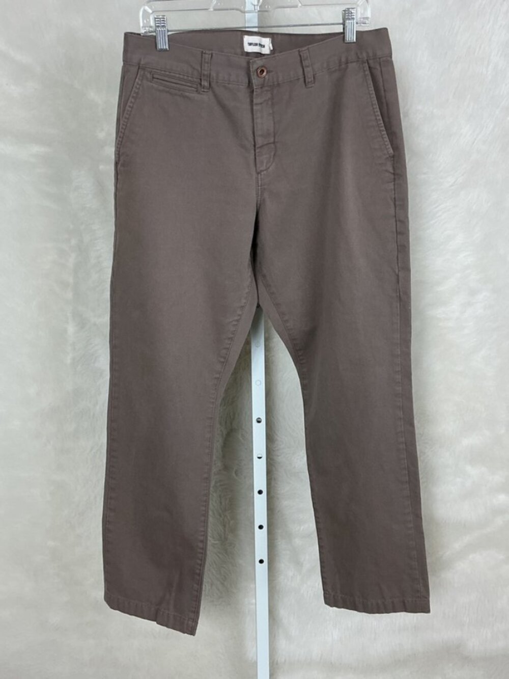 Taylor Stitch Democratic Foundation Flat Front 100% Cotton Chino Pants Brown 34